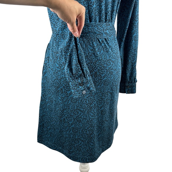 Boden Teal Printed Long-Sleeve Midi Dress - Picture 10 of 15